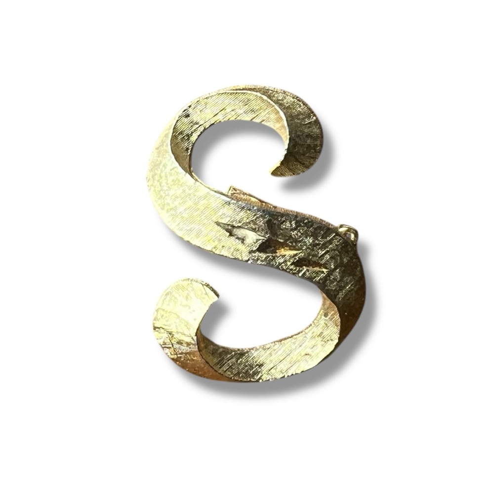Vintage Mamselle Gold Letter S Brooch